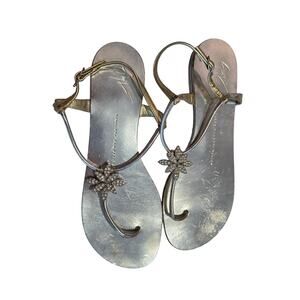Giuseppe Zanotti Crystal Toe Ring Ankle Strap Sandals Size 38.5